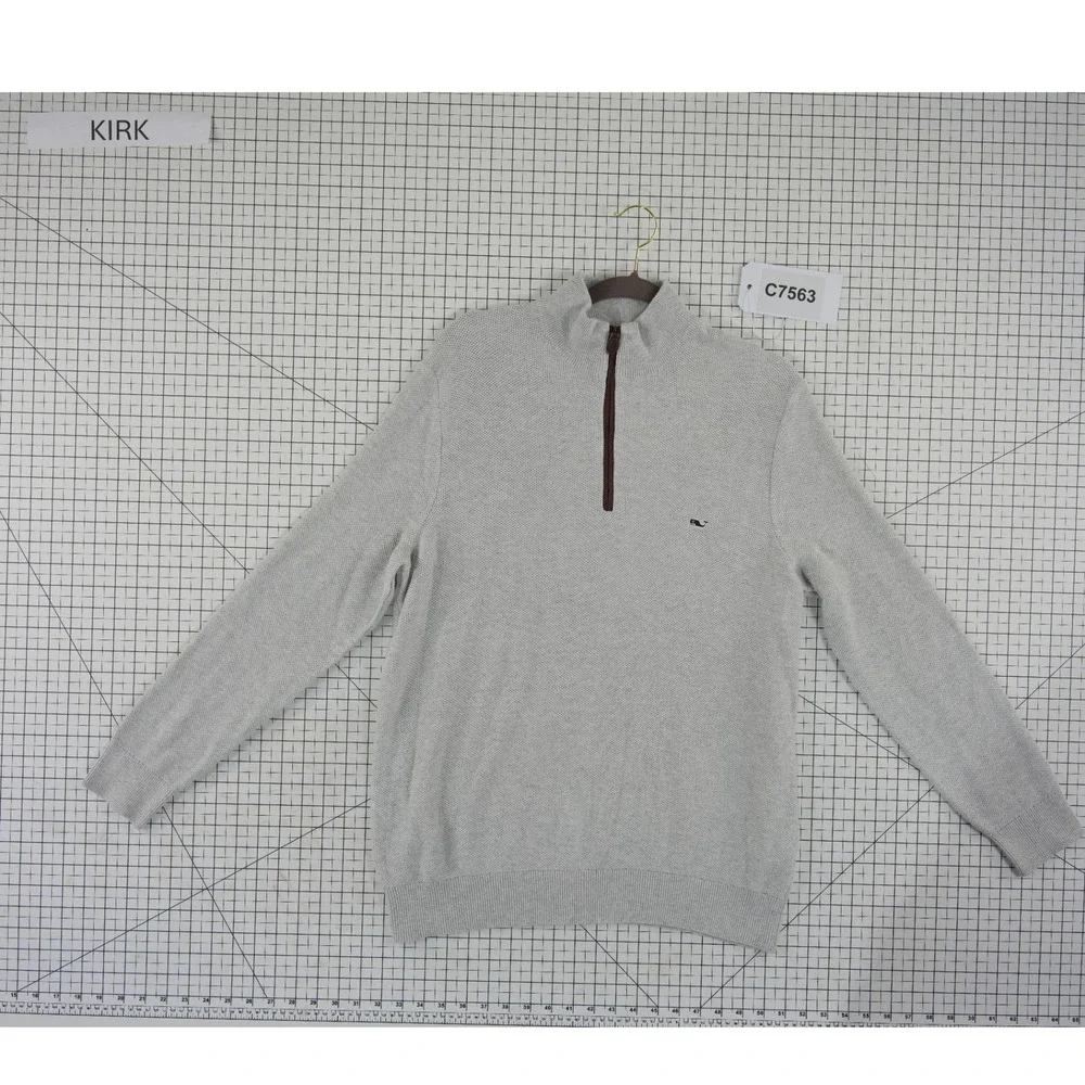Vineyard Vines Quarter Zip Pullover Sweater Top Men's Size Large Gray